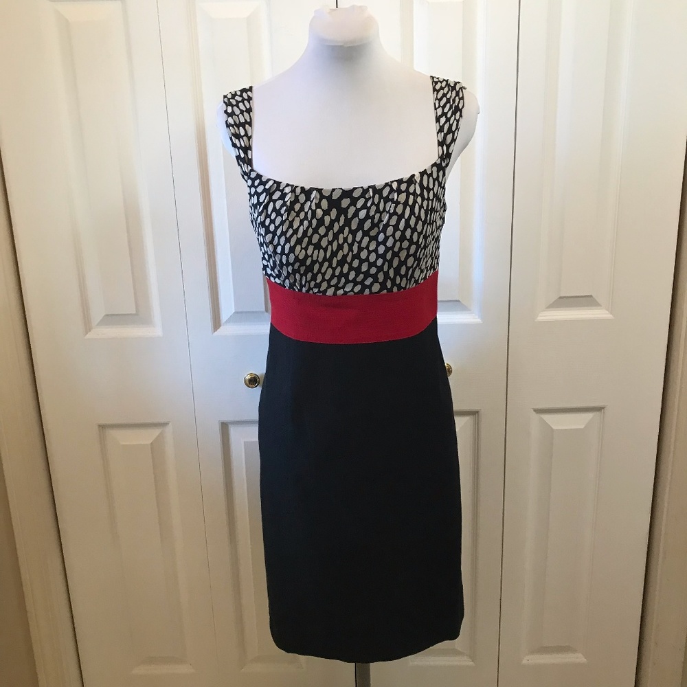 Ann Taylor Dress Black w/ Red Waist sz 4